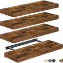 QEEIG Floating Shelves for Wall Bathroom Shelf Bedroom Kitchen Living Room Farmhouse Small Book Shelf 16 inch Set of 4, Brown (015-BN4)