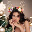 Deer Reindeer Elk Headbands: Women Girls Fairy Headwear Floral Flower Headdress Hairband for Christmas Xmas Party