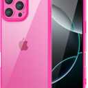 for iPhone 16 Pro Case Clear, Transparent Hybrid 16 Pro Phone Case [Hard Plastic & Soft Silicone Bumper] Acrylic Non Yellowing Thin Slim Protective Cover for Women, Neon Hot Pink