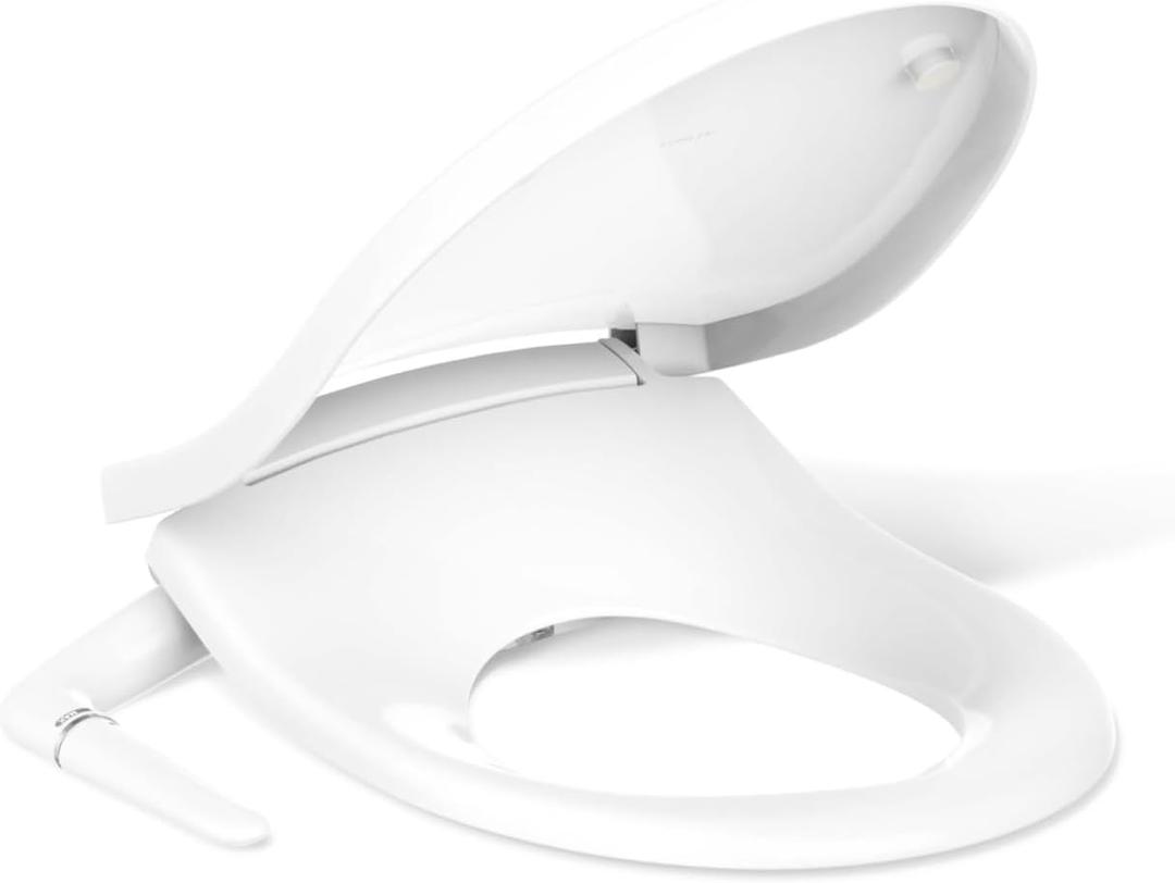 Kohler PureWash M250 Manual Round Bidet Toilet Seat, White, Quiet-Close Lid Prevents Slamming, Easy Installation with Quick-Release Hinges, Adjustable Spray Position & Pressure