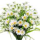 4 Bundles Artificial Silk Daisy Flowers Fake Daisies Plastics Plants Flower Faux Wildflowers Outdoor UV Resistant for Home Decor Indoor Outside Porch Patio Garden Planters Decoration (White)