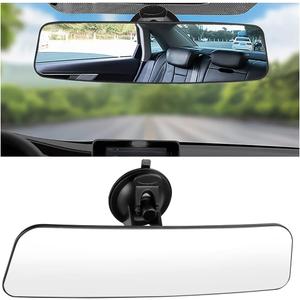 Car Rear View Mirror with Suction Cup, Anti Glare Wide Angle HD Auto Inside Rearview Mirror, 360 Degrees Adjustable Reduce Blind Spots, Universal for Vehicle, Marine, Boat, Truck, SUV, Van