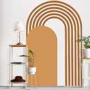 Large Arch Wall Decal Boho Arch Stripe Modern Minimalism Abstract Geometric Retro Peel and Stick Wall Decals for Bedroom Bed Sofa TV Cabinet 70.9 x 46.5 Inch(Orange)