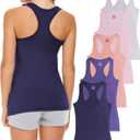 Sexy Basics Women's 5 Pack Racerback PowerFlex Tank Tops/Cotton -Spandex Stretch Color Tank Tops (L)