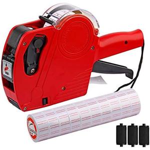 MX-5500 8 Digits Price tag Gun with 5000 Sticker Labels, Pricing Gun Kit for Office, Retail Shop, Grocery Store (A/ Red)