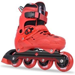 FYHART Adjustable Kids Inline Skates for Girls Boys with 8 Wheels, Kids Inline Roller Skates Blades for Youth Children Beginners Big Kids for Indoor Outdoor Playing (Red & Black, Small)