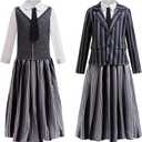 Black Costume Dress for Girls Cosplay Outfits Kids Halloween Party Dress with Accessories Family Party Dress (Black)