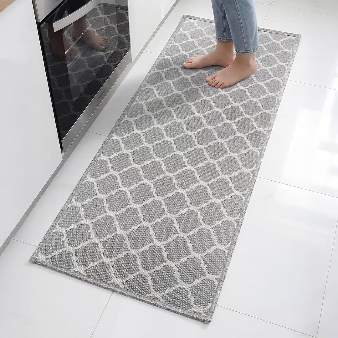 LixoTy Kitchen Rugs and Mats Non Skid Washable: Absorbent Comfort Standing Mat Rubber Backing for Mats Sink Mat,Absorbent Kitchen Mats for Floor Runner Rug Kitchen,Sink,Laundry(Grey 17''*47'')