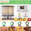 Homdox Food Dehydrator for Jerky & Fruit, 8 BPA-Free Trays, 72H Timer & Temp Control 158F, 400W Dehydrator Machine for Herbs, Veggies, Meat, Dog Treats, Fruit Roll Sheet Included