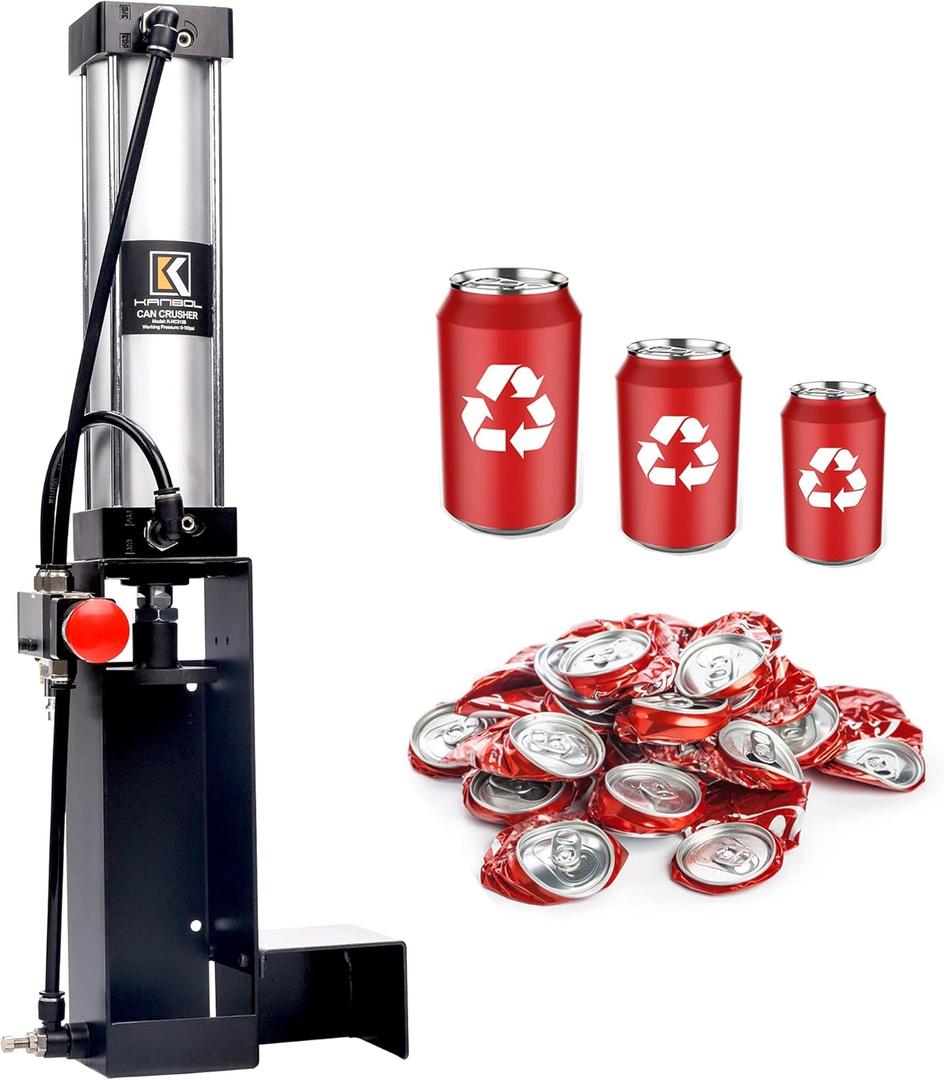 Pneumatic Can Crusher with Auto Feed  Wall Mounted 12oz/16oz/24oz Aluminum Can Crusher, Ideal Holiday Gift for Home & Office  Black