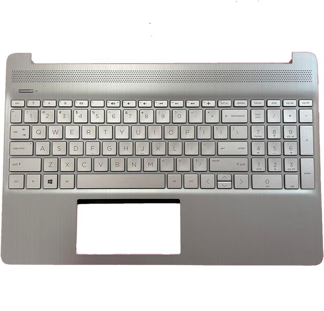 Replacement for HP 15-DY 15-EF 15s-eq 15s-fq 15T-DY100 15Z-EF100 17-CA1022CY 14-dh1000 15 inch Laptop Upper Top Cover Case Palmrest Not-Backlit Keyboard Assembly Part L63578-001 Sliver
