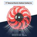 12" Electric Radiator Cooling Fan Assembly Kit, Universal High Performance 12V 80W Motor with Fan Mounting Kit - Red(2 Pack)