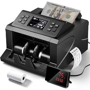 CGOLDENWALL Money Counter Machine, Mixed Denomination Bill Counter, Cash Counting with Built-in Printer, Portable Currency Detector, Counterfeit Bank Scanner, Dollar Sorter for Business, CIS/UV/IR/MG