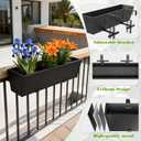Railing Planter Box Metal Hanging Planter for Outdoor Balcony Heavy-Duty Window Planter Box with Adjustable Brackets 2PCS