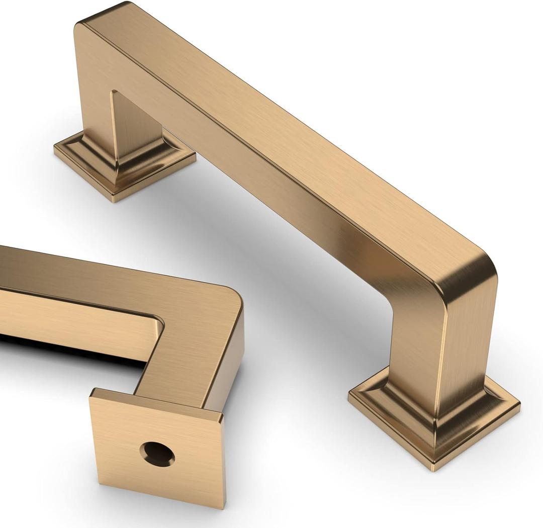 Asidrama 6 Pack 3 Inch(76mm) Champagne Bronze Kitchen Cabinet Handles, Brushed Brass Cabinet Pulls Gold Kitchen Cabinet Hardware Cupboard Handles Drawer Pulls