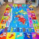 World Map ABC Kid Rug for Playroom Geography 59"×39.4" Classroom Play Rug Educational Baby Playmat Alphabet Carpet Primary School Fluffy Polyester Non-Slip Preschool Mat Nursery Room Learning