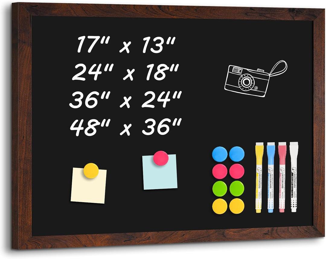 4 THOUGHT Large Magnetic Chalk Board 48" x 36", Rustic Brown