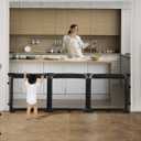 Extra Wide Baby Gate Playpen with Heat-Resistant Mesh,3 Panel Foldable Baby Fence,Indoor/Outdoor Safety Barrier,Dog Playpen & Fireplace Gate (82.5 Inch, Black)