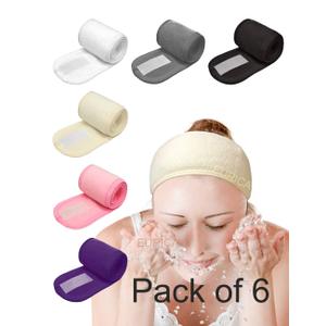 EUICAE Spa Headband - Non-slip Stretchable Washable Makeup Headband for Face Wash Facial Treatment Sport - Fits All, White (Mixed color), 6 Count
