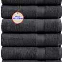 100% Cotton Bath Towels, 24x48 Pack of 6 Towels, Quick Dry, Highly Absorbent, Soft Feel Towel, Gym, Spa, Bathroom, Shower, Pool, Luxury Soft Towels (Grey, 24x48-6 Pack)