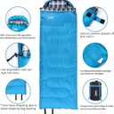 DESERT & FOX Cotton Flannel Sleeping Bags with Pillow, 4 Season Warm & Cold Weather Envelope Compression Sack, Lightweight & Portable, Backpacking Sleeping Bag for Outdoor Camping, Hiking, Traveling, Blue