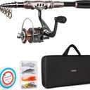 PLUSINNO Fishing Rod and Reel Combos Carbon Fiber Telescopic Fishing Pole with Reel Combo Sea Saltwater Freshwater Kit Fishing Rod Kit (1.8M 5.91FT, Full Kit with Carrier Case)