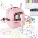 Drawing Robot for Kids with 192 Cards, Smart Robot Drawing Machine Toys for 3+ Year Old Boys and Girls, Interactive Painting Learning and Educational Toy Perfect for Birthday Chirstmas Party, Pink