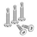 uxcell Hex Socket Self Tapping Screws, 1/4 x 1-1/4" 410 Stainless Steel Sheet Metal Flat Head Drilling Screw 100pcs, Silver
