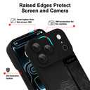 Jefonha Silicone Case for iPhone 17 Pro with Strap Stand, Black Lines