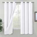 BGment White Blackout Curtains for Bedroom 63 Inch Length 2 Panels Set, Thermal Insulated Bedroom Curtains Soundproof Room Darkening Window Curtain Drapes, Each Grommet Curtains 42 Inch Wide