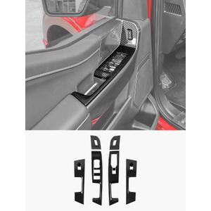 Savadicar Carbon Fiber Interior Accessories - Door Window Button Panel Trim Cover for Ford F150 (2021-present) - Premium Texture Interior Decor Upgrade Kit, 4-Piece Set