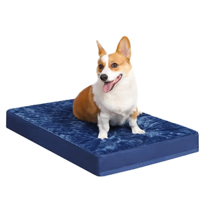 KSIIA Orthopedic Dog Crate Bed Waterproof Dog beds for Small Dogs Deluxe Plush Washable Pet Mat with Egg Crate Foam & Removable Cover, 23 x 17 Inch, Blue