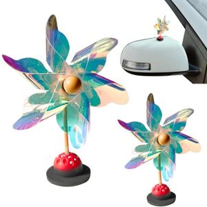 2 Pieces car Mirror Bird Deterrent,Bird Deterrent for car,Reflective pinwheels Bird Deterrent,Car Decoration.