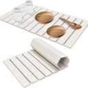 Large Stone Dish Drying Mats for Kitchen Counter, 28"(L)16"(W), Fast Drying Collapsible Dish Drying Mat, Eco-Friendly Absorbent Diatomaceous Earth Mats for Dishes Cups, Match Any Countertop