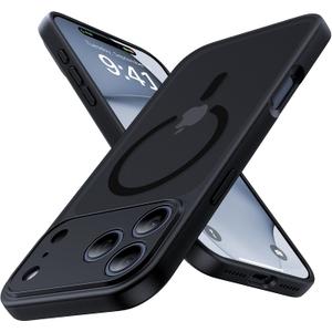 3 x Magnetic Shockproof for iPhone 17 Pro Case,[Camera Protection][Compatible with Magsafe][Non-Slip][Mil-Grade Protection] Slim Anti-Yellowing Translucent Matte Phone Case for iPhone 17 Pro,Black