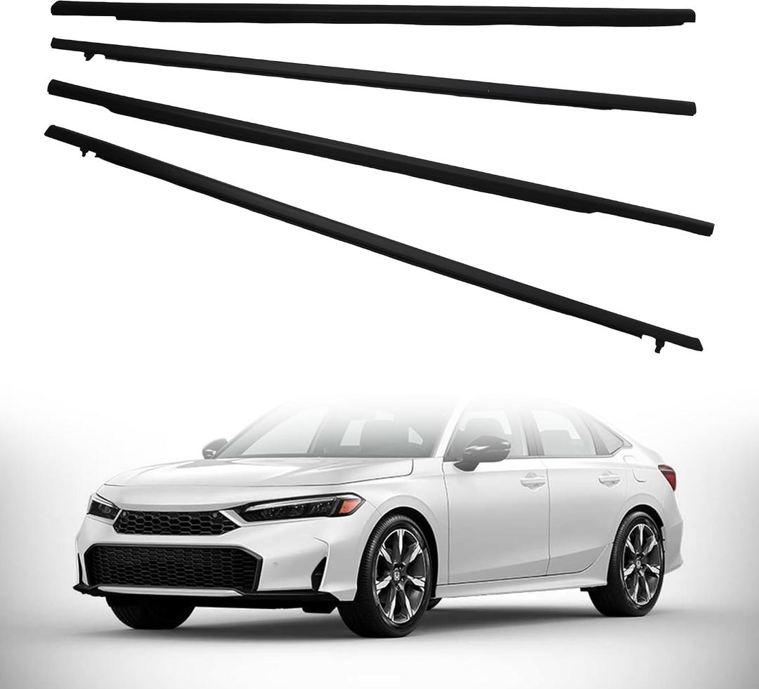 Dasbecan Window Seal Weatherstrip Moulding Trim Compatible with Honda Civic 2022-2025 Replaces# 72450-T20-A11 72410-T20-A11 72950-T20-A01 72910-T20-A01