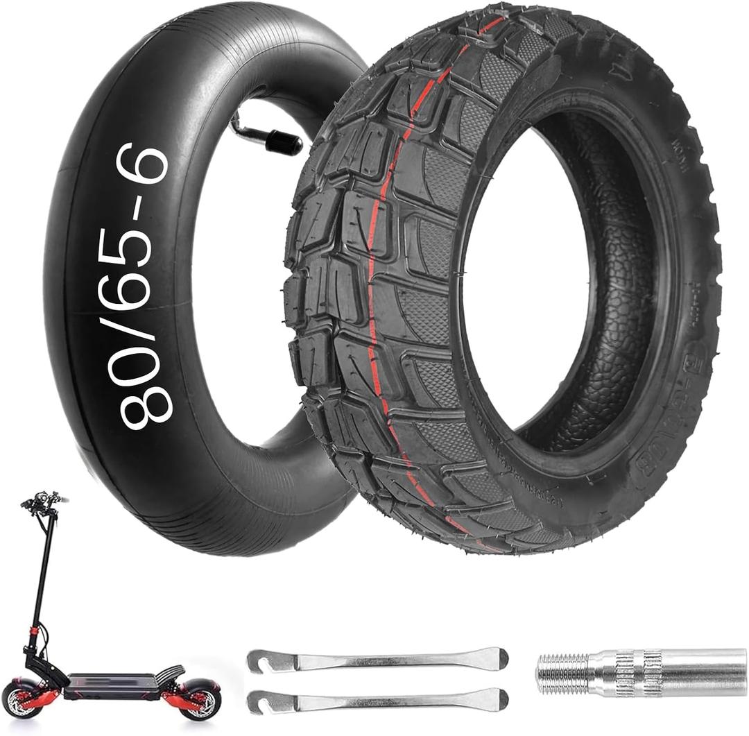 80/65-6 Scooter Tire Electric Scooter 10 inch Tires 255x80 Scooter Tire, 10x3 Scooter Tire [Tire & Inner Tubes] [Thickened] [Non-Slip] [Shockproof] [Bent Mouth Vavle] [Valve Extension and Tire Levers]