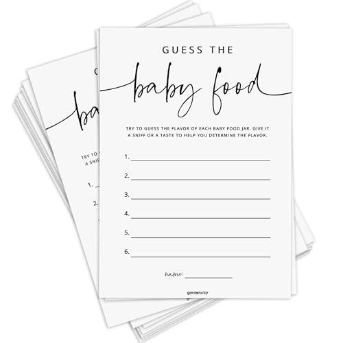 GardenCity Guess the Baby Food Game, Baby Shower Games for Boy or Girl, Gender Neutral, 50 Cards, Minimalist