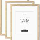 12x16 Frame with Mat for 8.5x11 Set of 3, Natural Solid Oak Wood 12x16 Picture Frame, Lightweight for Wall Mounting(3 Pack,Oak)