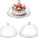 Alrhso 2Pcs Clear Acrylic Cake Cover Dome 8" 12" Cake Stand Cover Round Cakes Cloche Dome Food Display Covers for Freshness Dessert Cheese Display Serving Platter