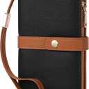 Small Wallet Women RFID Blocking Vegan Leather Slim Thin Bifold Credit Card Wallet Passport Holder Ladies Travel Wallet Mini Purse with Zipper Pocket (Black Brown)