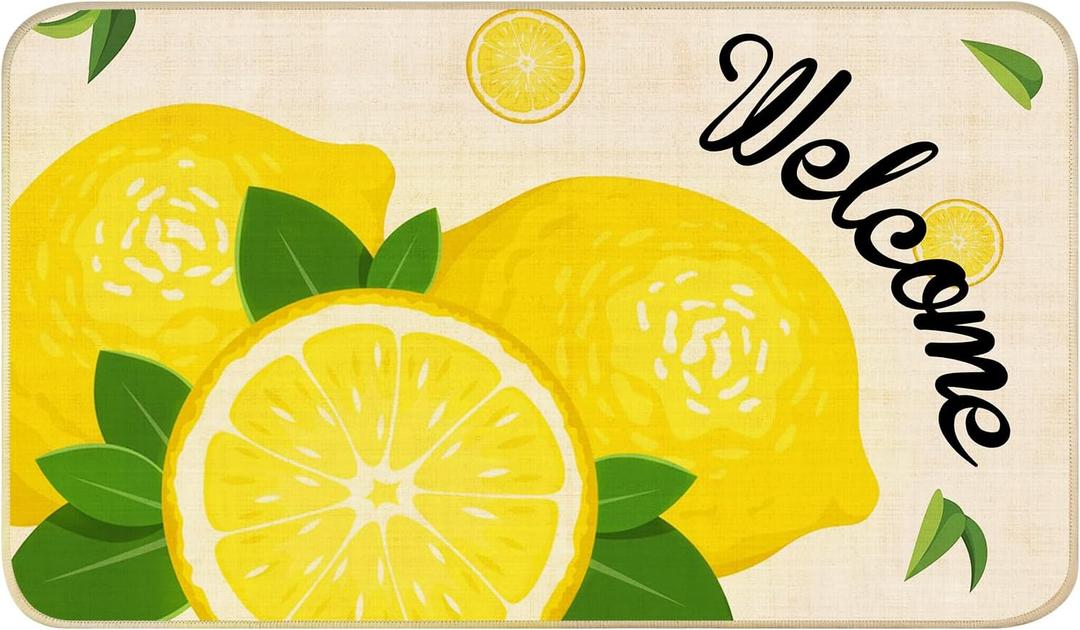 Nialnant Lemon Doormat Outdoor Entrance, Non Slip Rubber Backing Outdoor Mats for Front Door, Welcome Mat Washable Indoor Entrance Rug Lemon Decor 17"x29"