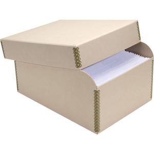 Lineco Photo Storage Box, Holds 1000 3x5 or 4x6 Pictures, Removable Lid, with 12 4"x6" Photograph Envelopes, Color: Tan
