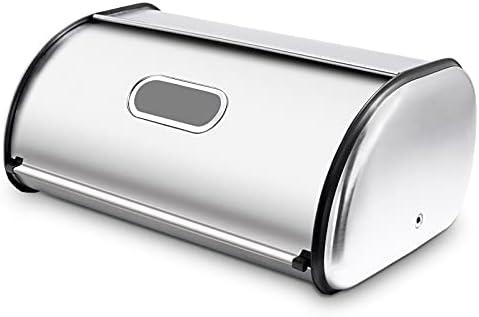Stainless Steel Bread Box for Kitchen Countertop, Extra Thick Sturdy Bread Storage Container Large Bread Keeper Roll Up Style， Capacity Bread Keeper, 17 x 11 x 7.5 Inches