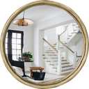 12" Hand-Forged Antique Gold Round Convex Mirror, Small Circle Wall Mirror with Thick Metal Framed, Round Decorative Wall Mirrors for Bathroom, Vanity