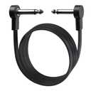 3FT Guitar Patch Cables, 1/4" TS Right Angle Effect Pedal Flat Cables (Black)