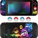 DLseego Cartoon Balls Switch Protective Case Cool Soft TPU Shell Shockproof Scratch Resistant Cover Joy-C Japanese Amine Skin with 4PCS Blue and Red Balls Thumb Grips Caps for Switch 2017