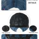 JoneTing Envied Wig+Hair Cap+ 2 Purple Pink Hairpins Short Wavy Deep Blue Green Wigs Dark Bluish Green Wig Envied Cosplay Wigs Blue Cosplay Costume Hair for Halloween Party Costume Outfit