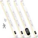 WILLED 3000K Closet Lights Motion Sensored, Battery Display, 60 LED Touch Light Bar, Motion Sensor Light Indoor, Under Cabinet Lights Rechargeable, Stick on Light for Closet, Kitchen, Hallway, 4 Pack