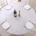 Walrus Clear Round Vinyl Fitted Tablecloth Waterproof Oilcloth Heavy Duty Elasticized Table Cover Elastic Edge Design Plastic Tablecloth Protector for Round Table